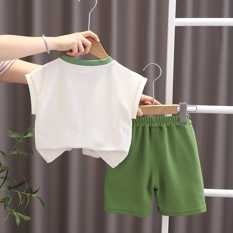 Summer Kid Clothes cute cartoon simple baby Boys clothing sets Children's Cartoon top Shorts Boys suit