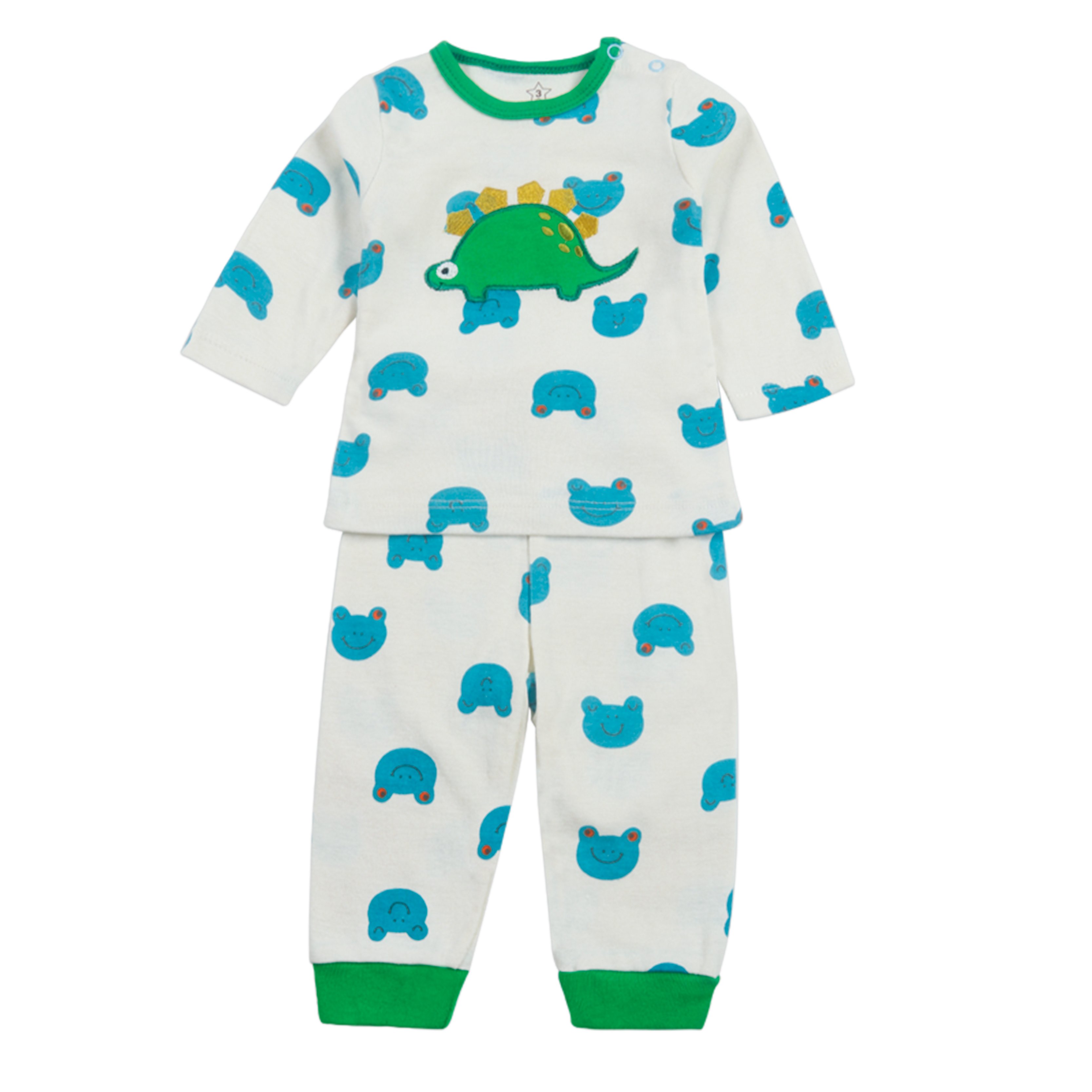 Wholesale Newborn Toddler Cute Cotton Neutral Muslin Baby Clothing Sets Open-shoulder T-shirt and Pant Set Full Unisex Print