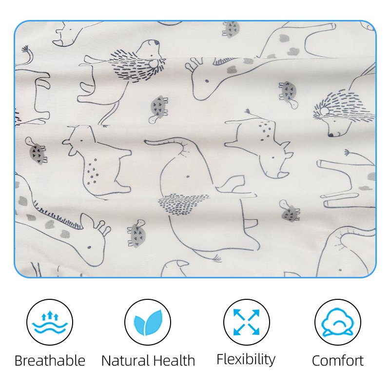 Wholesale Newborn Toddler Cute Cotton Neutral Muslin Baby Clothing Sets Open-shoulder T-shirt and Pant Set Full Unisex Print