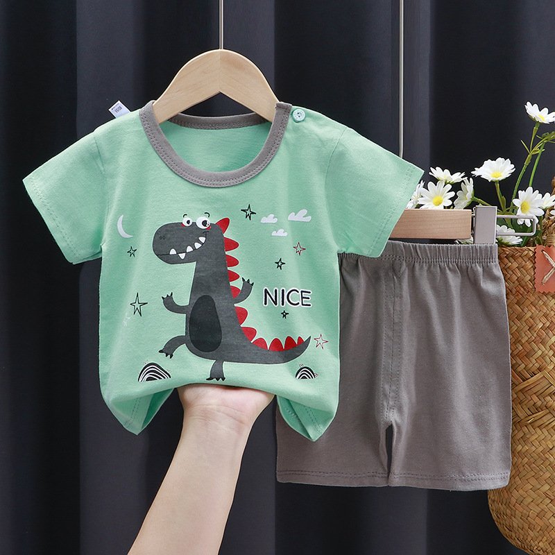 2024 New Children's Short-Sleeved Suit 0-6 Years Old Summer Shorts Summer Boys And Girls Cotton T-Shirt
