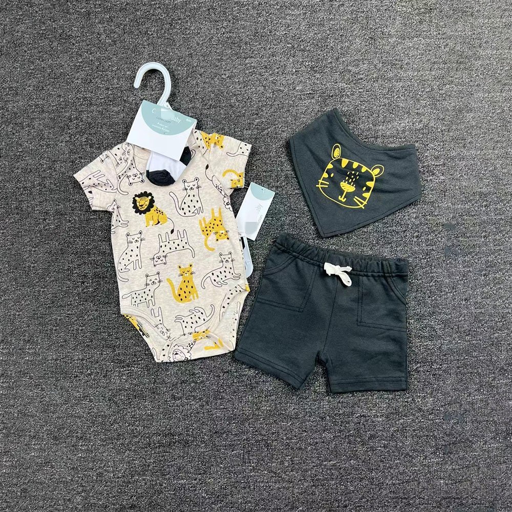 New Style Kids Boutique 3 Pcs Boy Clothing Sets Short Plain Children Clothing Fashion Handsome Sets Baby Boys
