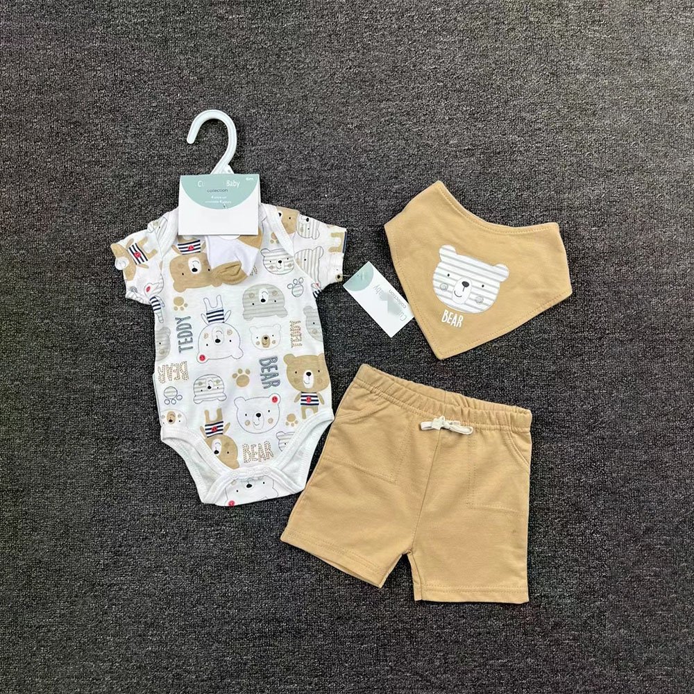 New Style Kids Boutique 3 Pcs Boy Clothing Sets Short Plain Children Clothing Fashion Handsome Sets Baby Boys