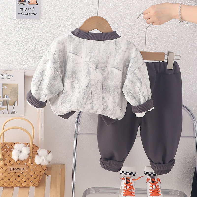 2024 Newest Children Spring Autumn 2pcs Hoodies Suits Printed Casual Boys Clothing Sets