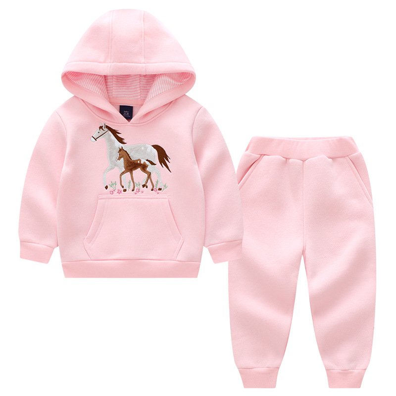 2024 Autumn 2 Piece Thickening Long Sleeve Toddler Baby Sweatshirt Hoodie Boys Clothing Set for Kids Children Sport Wear