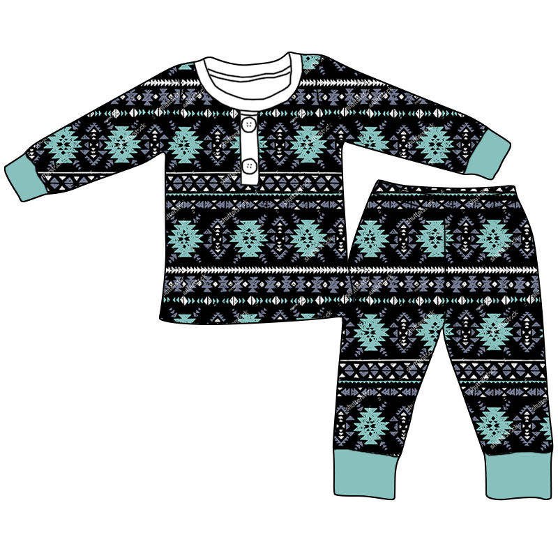 New Style Popular Polyester And Cotton Baby Long Sleeve Pajamas Set Kids Boy Clothing