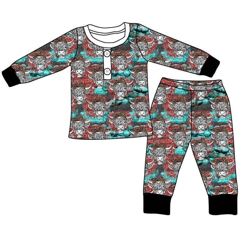 New Style Popular Polyester And Cotton Baby Long Sleeve Pajamas Set Kids Boy Clothing