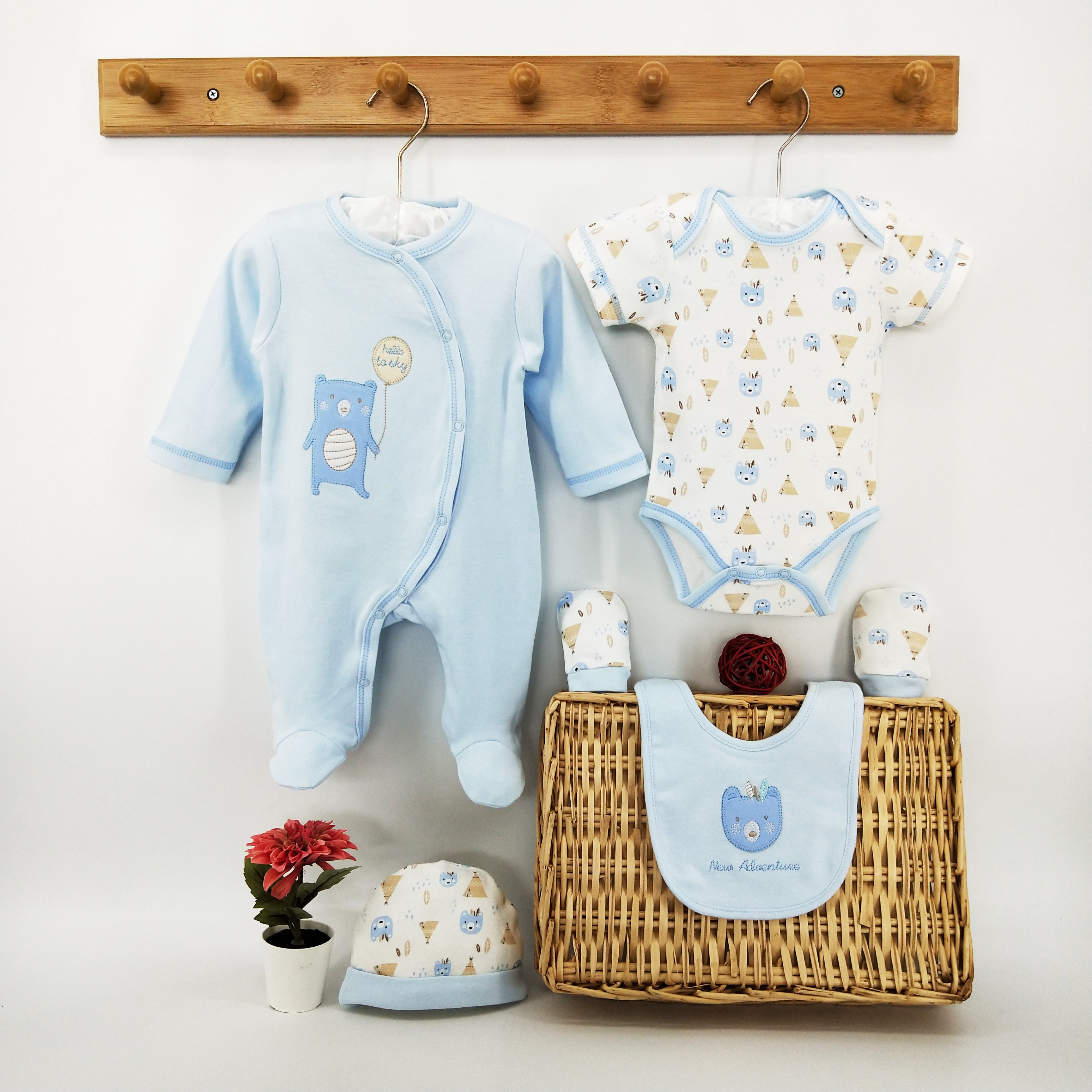 High end interlock 100% cotton 5 pieces all season breathable kids boy clothing set baby clothes set