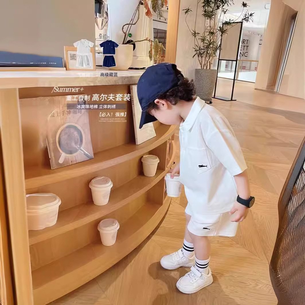 Children outfits summer wear Kids toddler boys clothing sets boys polo shirts shorts