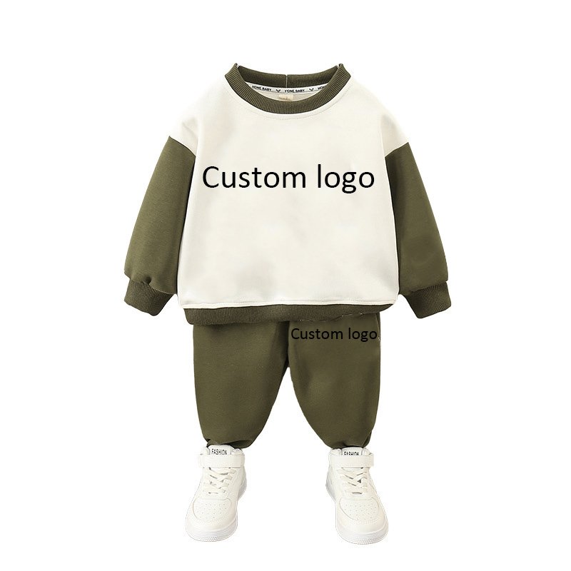 Boys spring suit casual two-piece set kids letter print clothes round neck hoodie sports children's wear outfits