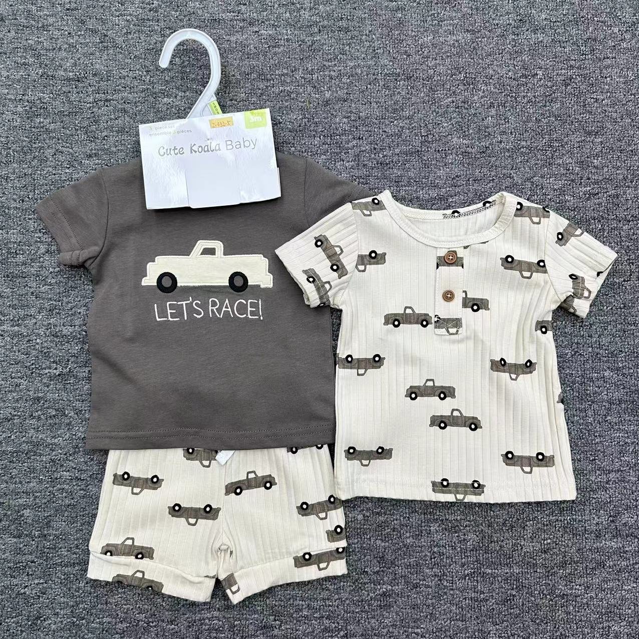 Summer Newborn Boy Short Sleeved Suit Wholesale High Quality Baby Cotton T-Shirt+Pants 2pcs Sets Infant Sports12m Clothing