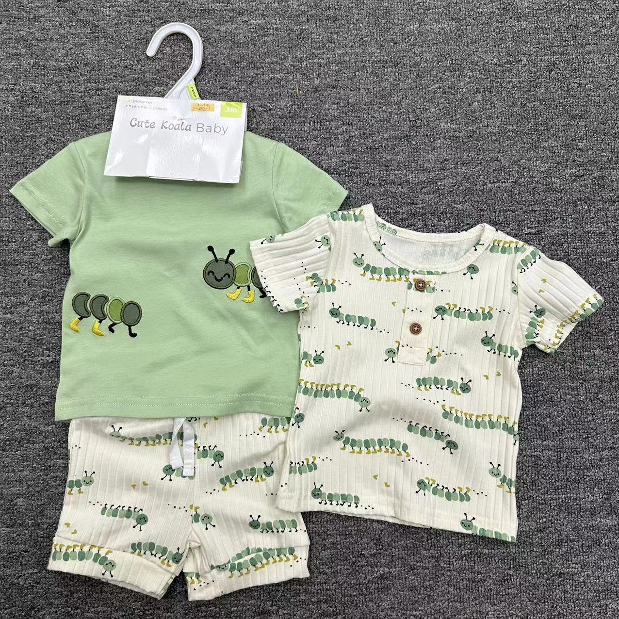 Summer Newborn Boy Short Sleeved Suit Wholesale High Quality Baby Cotton T-Shirt+Pants 2pcs Sets Infant Sports12m Clothing