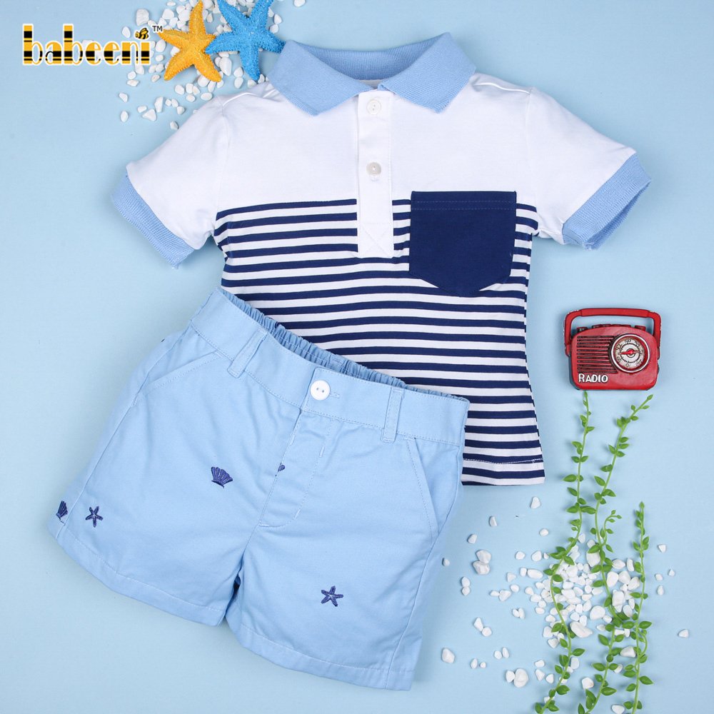 Machine Embroidery boy Outfit ODM Wholesale Smocked Children clothing boys clothing sets - BB1556