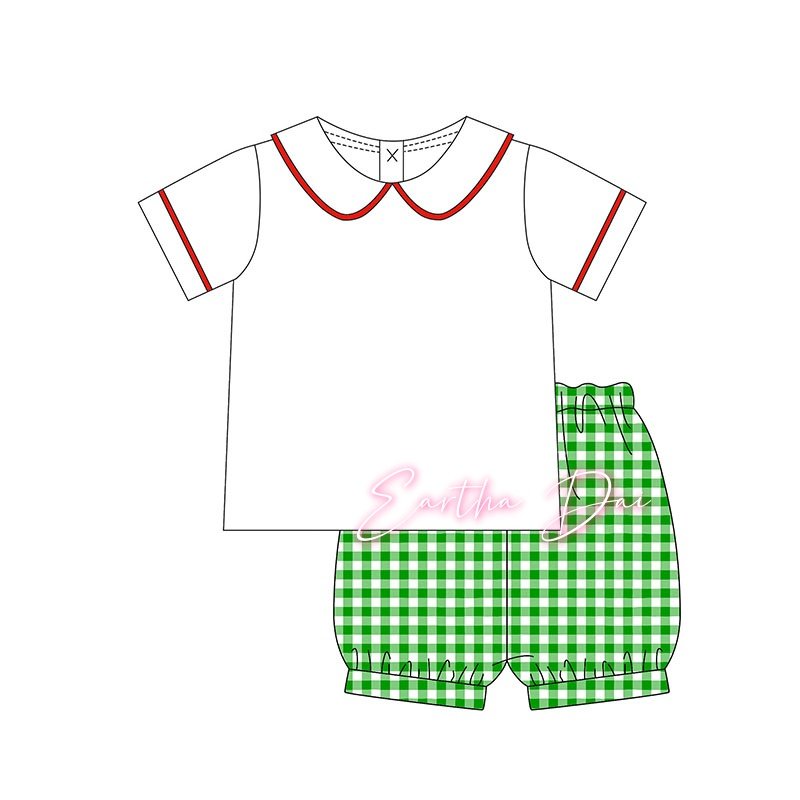 matching sister christmas kids outfits green plaid kids girls dresses peter pan collar baby boys clothing sets