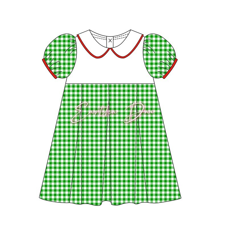 matching sister christmas kids outfits green plaid kids girls dresses peter pan collar baby boys clothing sets