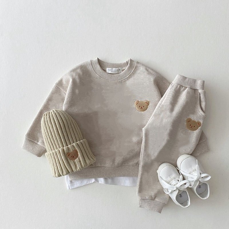Autumn New Baby Clothes Set Bear Embroidery Hoodies And Pants 2 Pcs Boys Sweatshirt Suit
