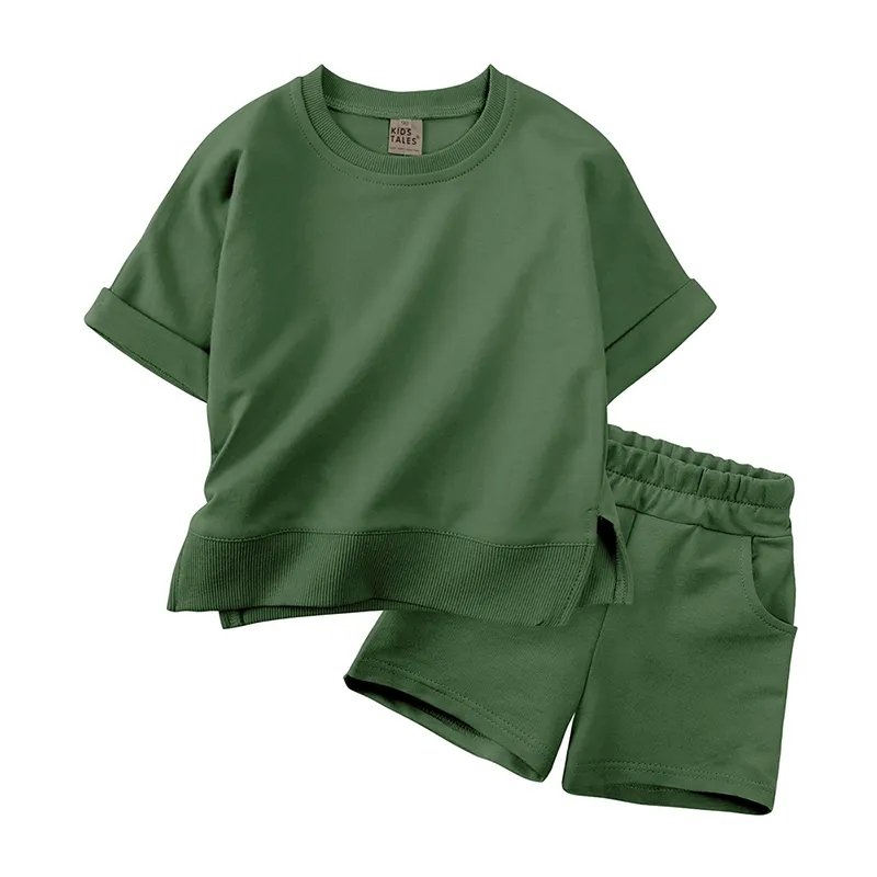8412 Custom Kids Toddler Summer Fashion Clothing Set Children Boys Girls Bulk Wholesale Blank Kids Clothes Sets Supplier