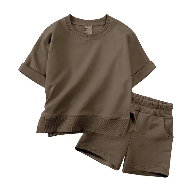 8412 Custom Kids Toddler Summer Fashion Clothing Set Children Boys Girls Bulk Wholesale Blank Kids Clothes Sets Supplier