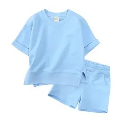 8412 Custom Kids Toddler Summer Fashion Clothing Set Children Boys Girls Bulk Wholesale Blank Kids Clothes Sets Supplier