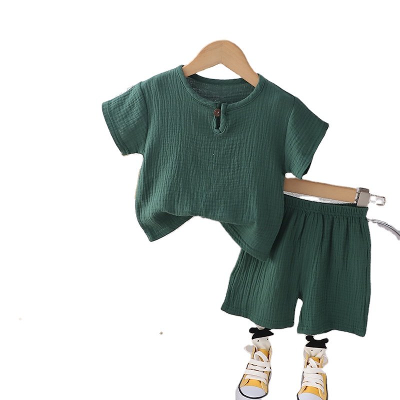 Fashion Summer Outfit for Boys 2pcs Solid Color T-Shirt and Shorts Casual Cotton Clothing Set for Toddlers Baby Girl Included