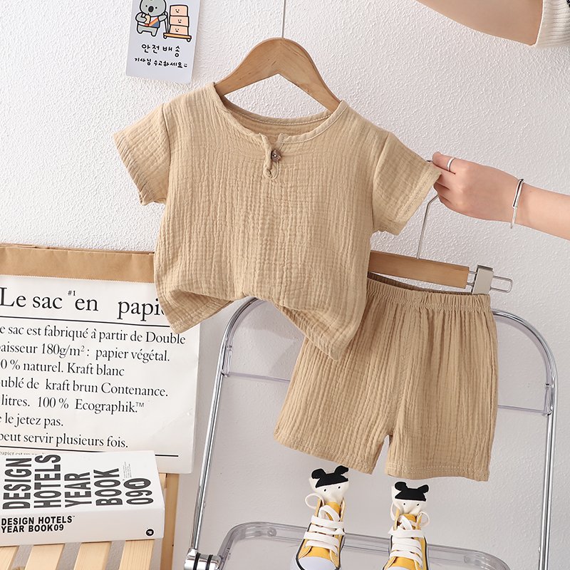 Fashion Summer Outfit for Boys 2pcs Solid Color T-Shirt and Shorts Casual Cotton Clothing Set for Toddlers Baby Girl Included