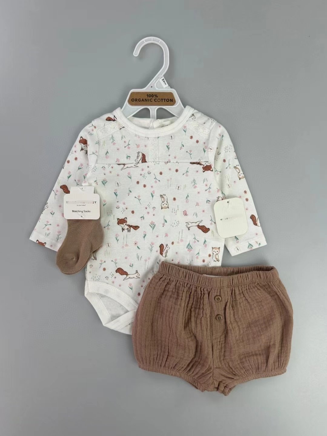 Factory Wholesale Newborn 100% Organic Cotton 3-Piece Sets Boy Long Sleeve Comfortable Sets Children Cartoon Cute Sets 0-12M