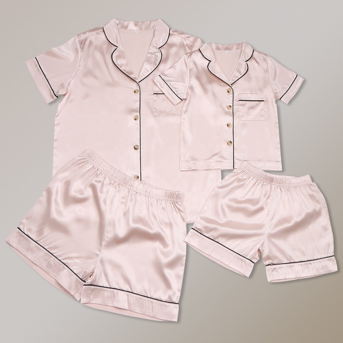 Mommy And Me Pajamas Sets Pjs Custom Girls Boys Silk Satin Short Baby Pajamas Casual Luxury Baby Clothing Sets Newborn Clothes