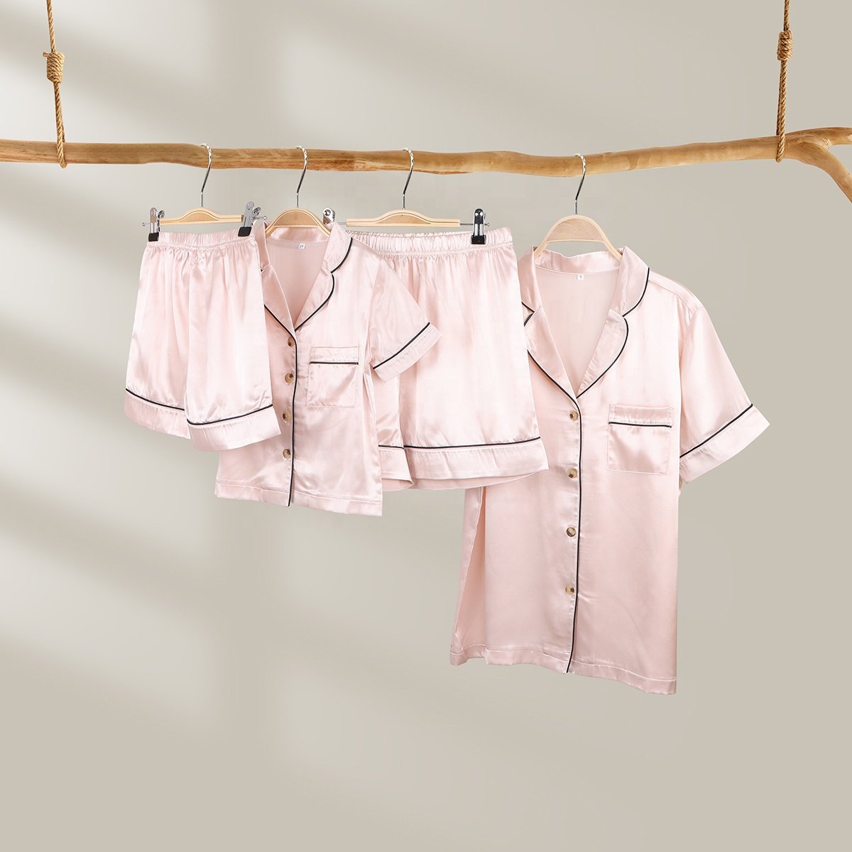 Mommy And Me Pajamas Sets Pjs Custom Girls Boys Silk Satin Short Baby Pajamas Casual Luxury Baby Clothing Sets Newborn Clothes