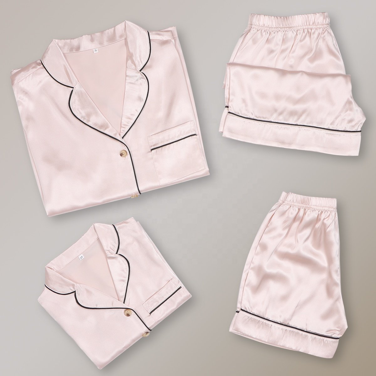 Mommy And Me Pajamas Sets Pjs Custom Girls Boys Silk Satin Short Baby Pajamas Casual Luxury Baby Clothing Sets Newborn Clothes
