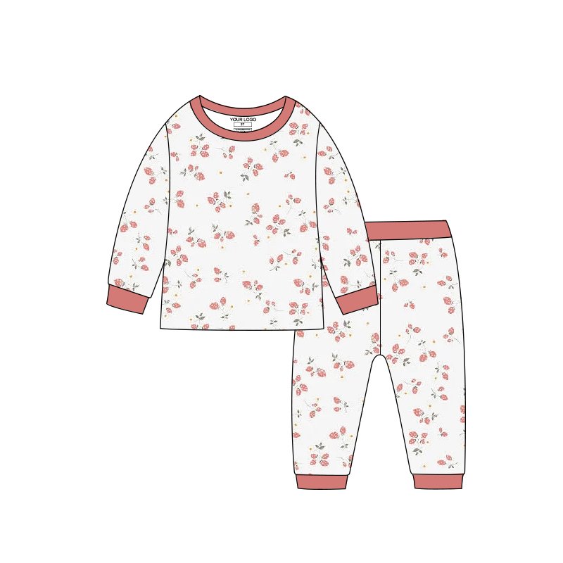 Custom printed bamboo baby clothes 2 piece pajamas babies designers clothes 1-5 years boys pajama for kids girls set