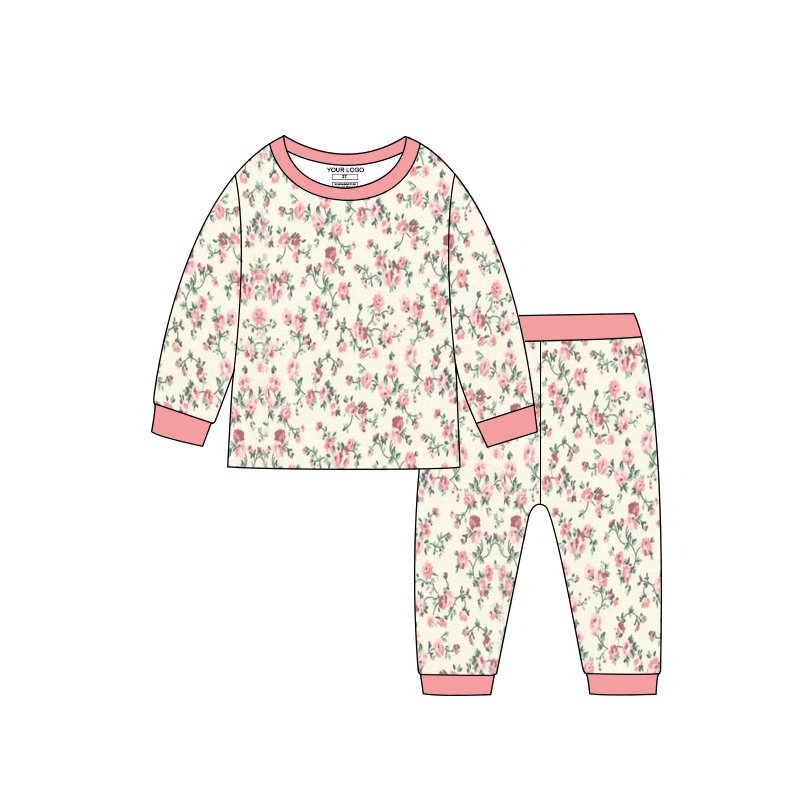 Custom printed bamboo baby clothes 2 piece pajamas babies designers clothes 1-5 years boys pajama for kids girls set