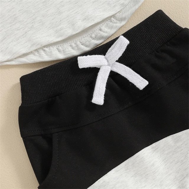 1 Pcs Private Label Color Blocks Cotton Outfit Summer Newborn Infant Toddler Clothes Top Shorts Hooded Baby Boys Clothing Set
