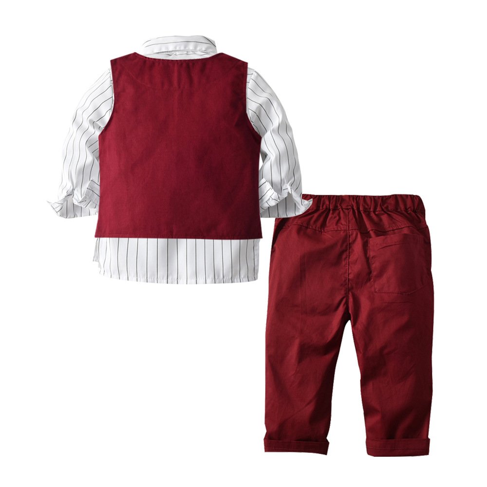 LZH Baby Boy Clothes Set Shirt+Bow+ Vest+Pants Set 4pcs Newborn Baby Outfits Infant Toddler Gentleman Suit Set