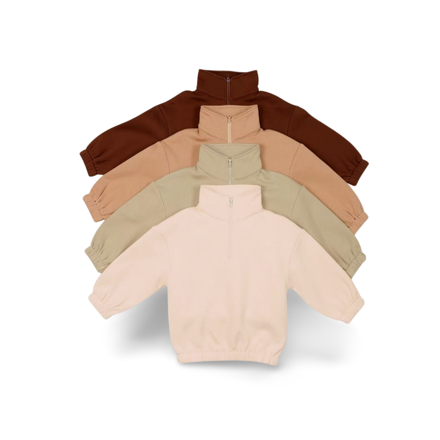 Warm Solid Color Baby Cotton Fleece Hoodies Two Pieces Clothing Unisex Winter Kids Pullover Set with Stand-up Collar