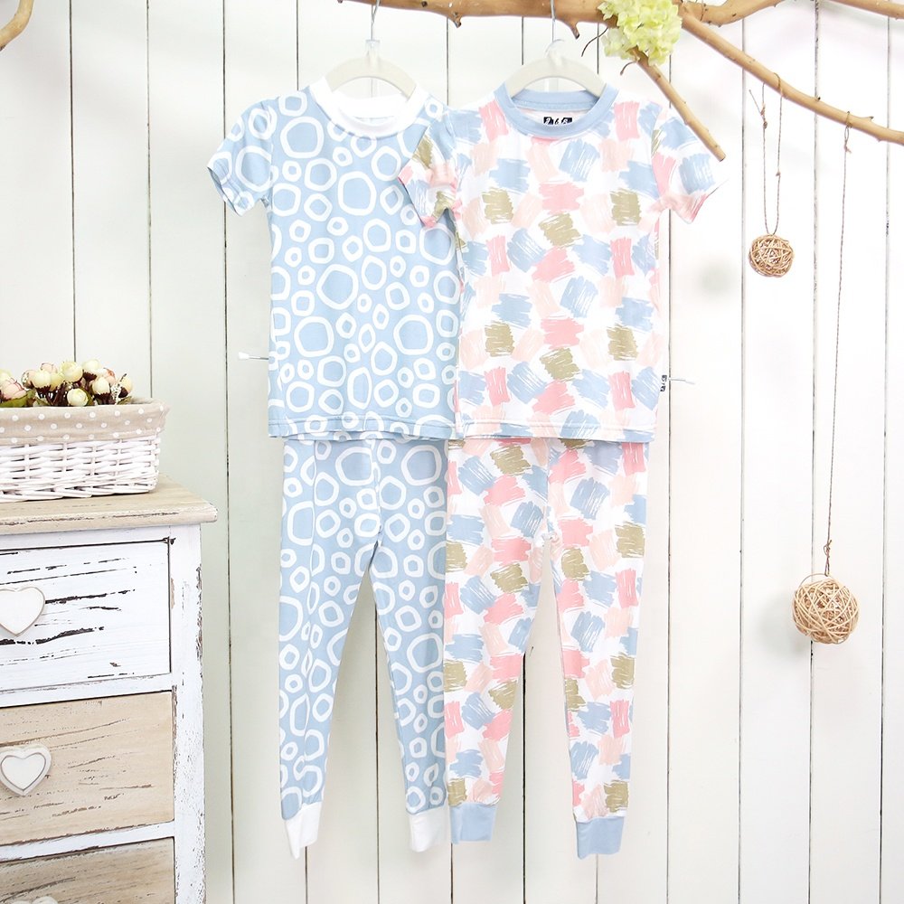 Hot Sale Children's Casual New Design Baby Pyjamas Beautiful Pattern Cartoon 2pcs Set-Short Shirt Long Pants Comfortable Spring