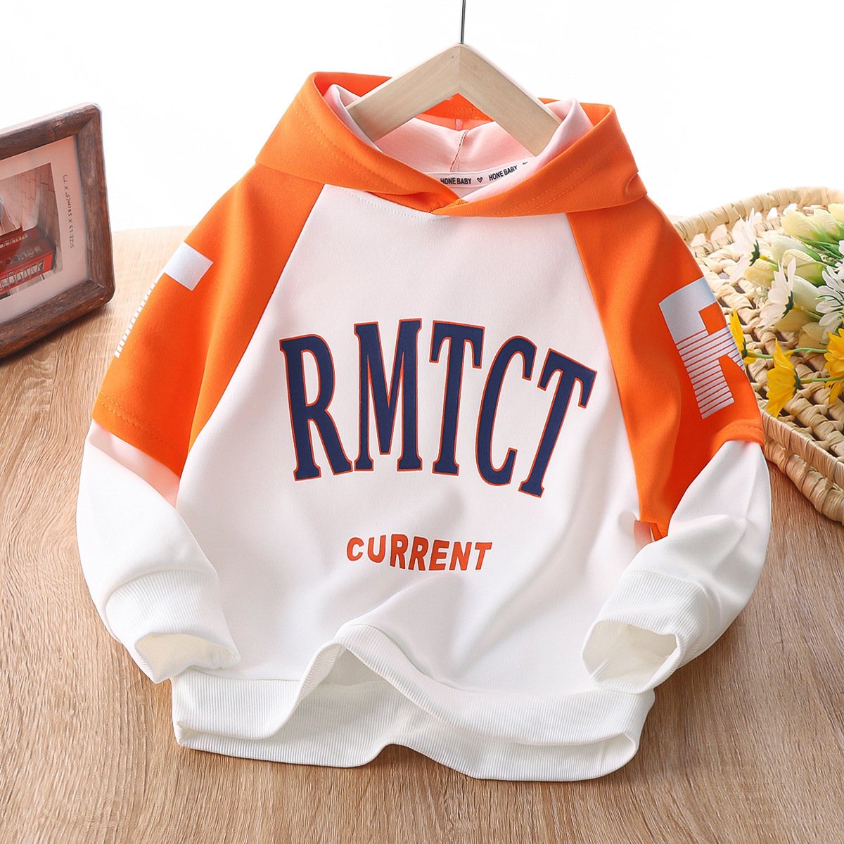 Children's hooded sweatshirt color matching boys and girls fall style hooded fashion clothing