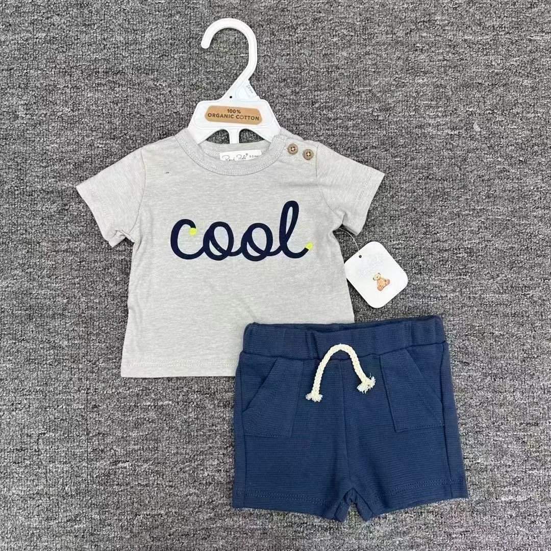 New Children's Clothing Summer Children's Casual Suit Loose Clothes Boys Short Sleeve Waffle Baby Summer Wholesale