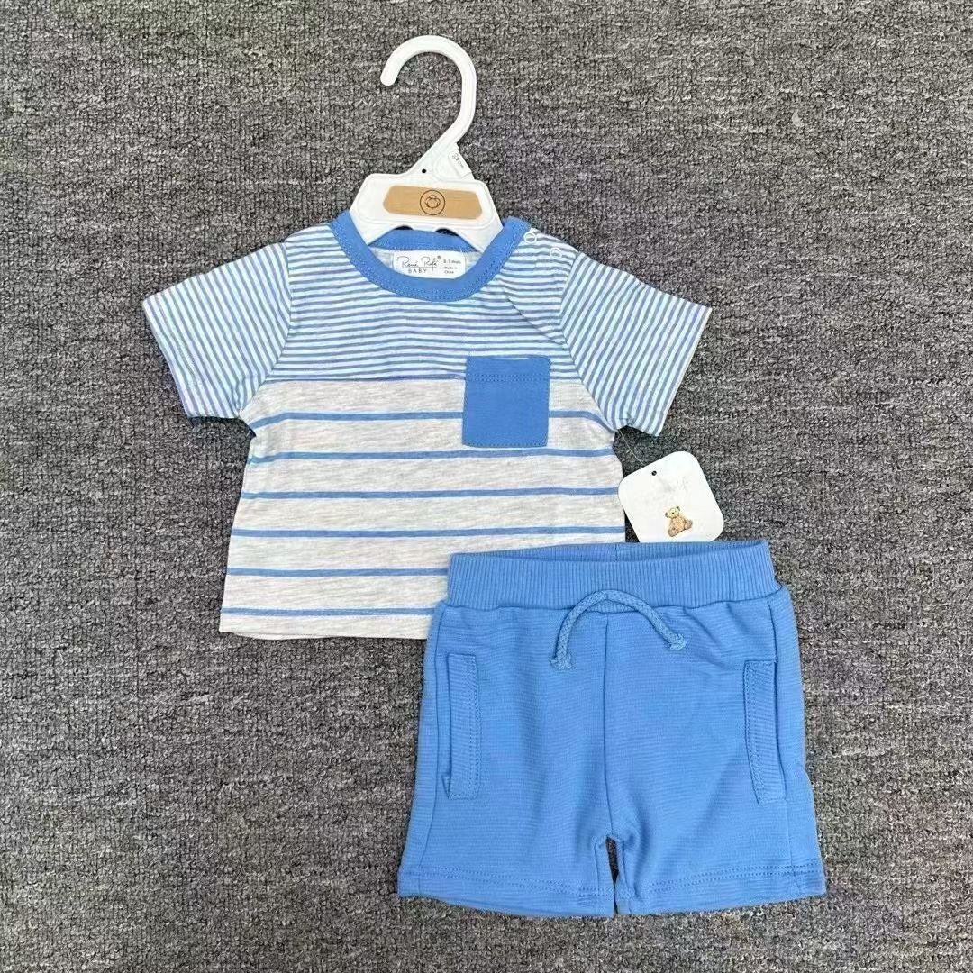 New Children's Clothing Summer Children's Casual Suit Loose Clothes Boys Short Sleeve Waffle Baby Summer Wholesale
