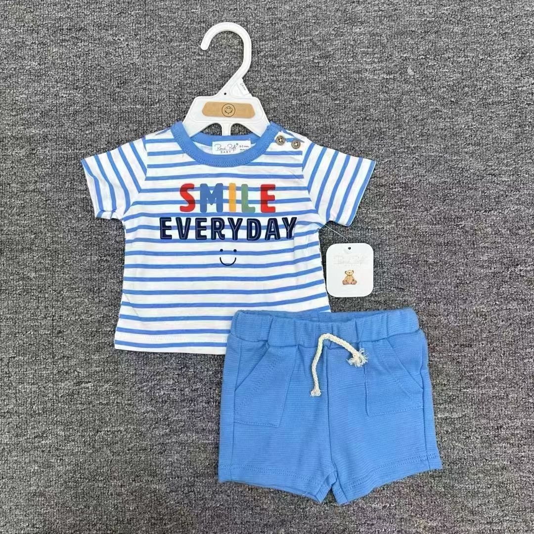 New Children's Clothing Summer Children's Casual Suit Loose Clothes Boys Short Sleeve Waffle Baby Summer Wholesale