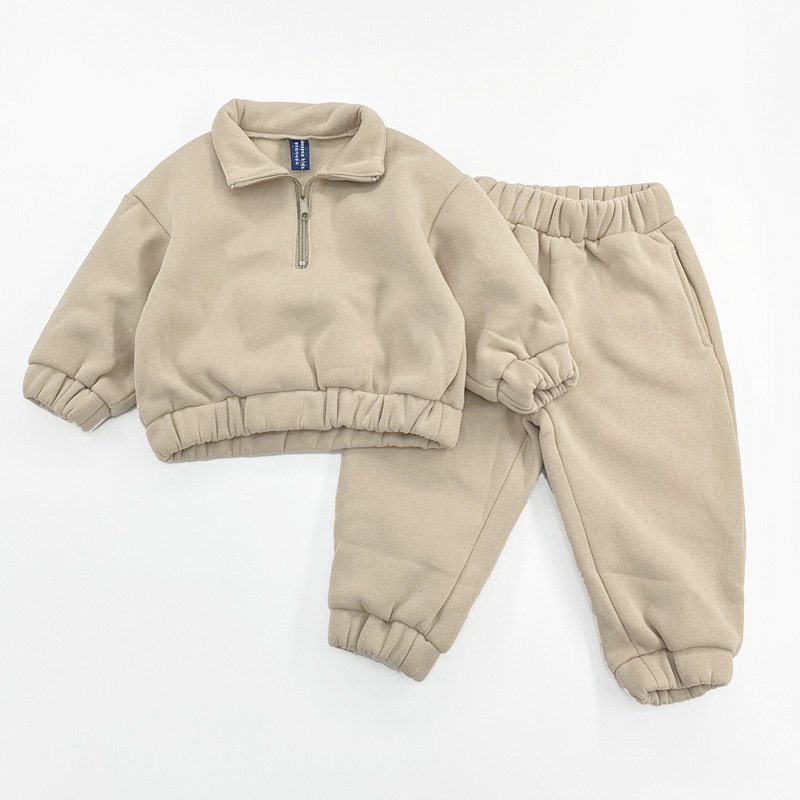 High Quality Polar Fleece Zipper Children'S Clothing Custom Logo 1-13y Boys Girls Kids Set WinterJogger Kids Clothing Girls Boys