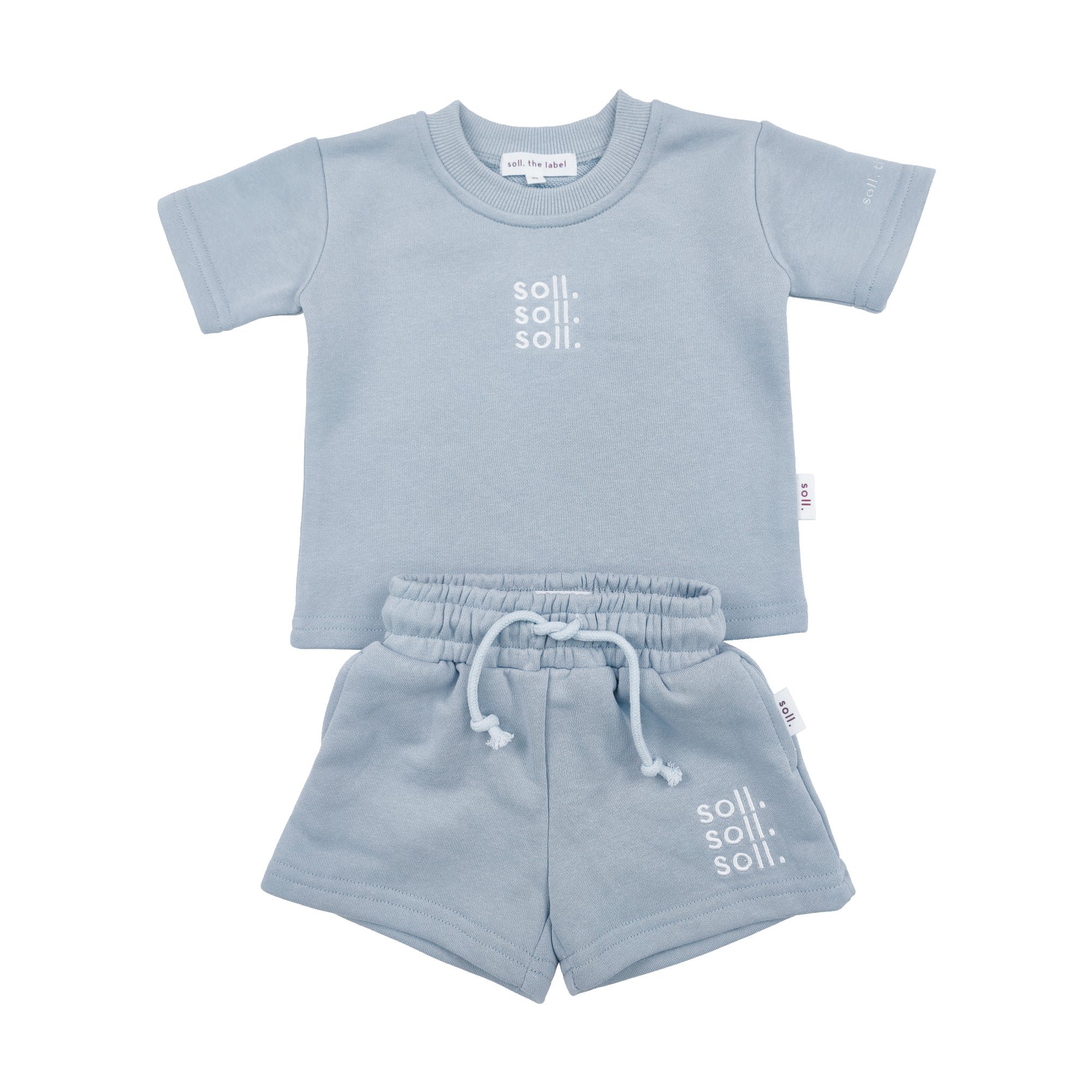 Custom Logo Embroidery Private Casual Summer Crew Neck French Terry Children Boys Two Pieces Set