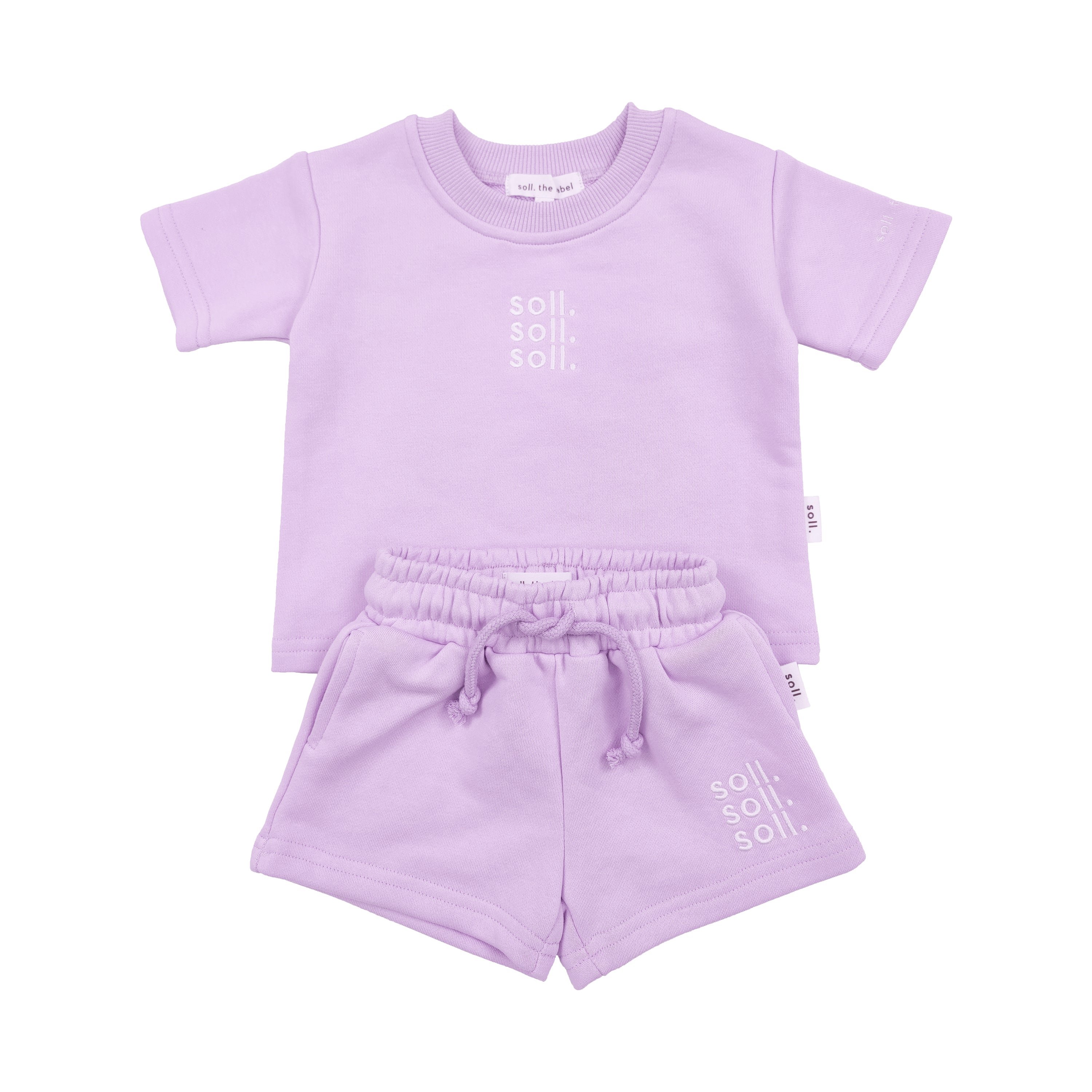 Custom Logo Embroidery Private Casual Summer Crew Neck French Terry Children Boys Two Pieces Set