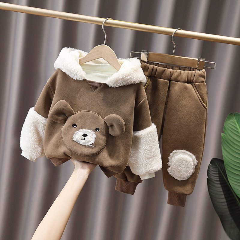 Wholesalers Kids Clothes Children Clothing Two Pieces Set Cute Suits Winter Hoodies Boys Clothing Sets