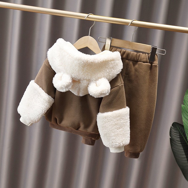 Wholesalers Kids Clothes Children Clothing Two Pieces Set Cute Suits Winter Hoodies Boys Clothing Sets