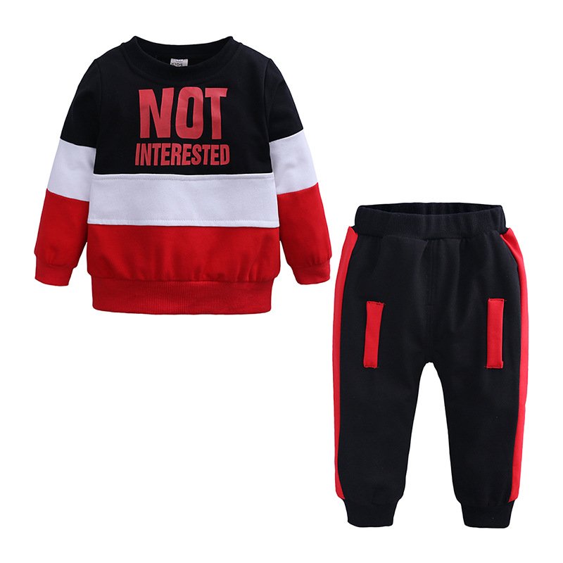 Wholesale Baby Boy Set Casual Cartoon Fashion Color-Matched Sleeve Style for 1 2 3 Years Winter Season