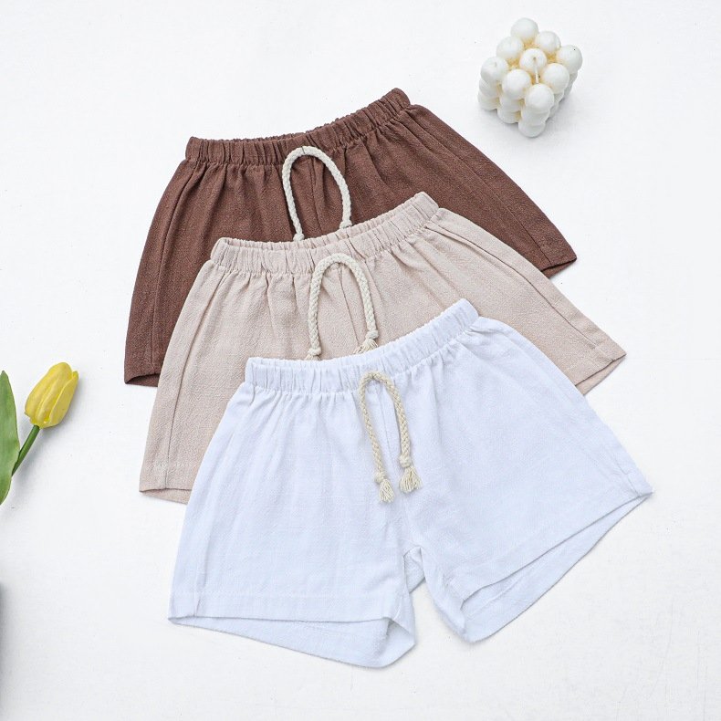 Summer Infant Toddler Children Kids Boys Girls Casual Neutral Solid Linen Shirts Shorts 2pcs Baby Clothing Set