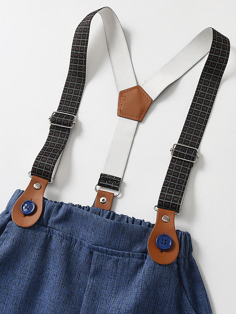 Wholesale Spring New Long Sleeve Printed Boy Autumn Baby Suspenders Two-Piece Children's Suit Boy Clothing Sets New