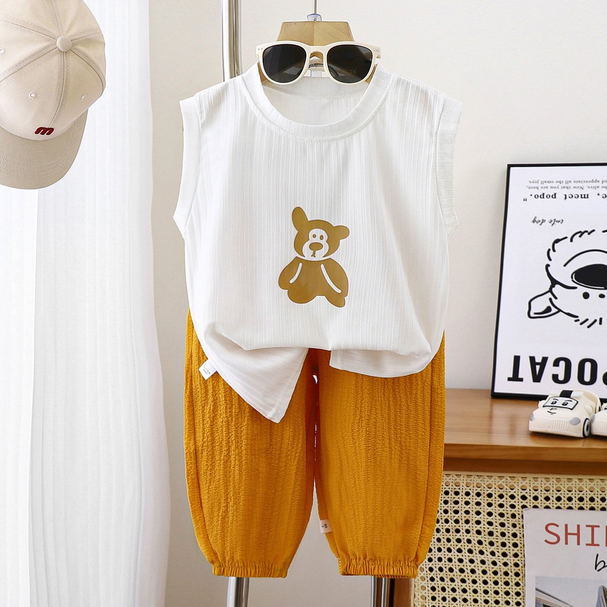Children's summer thin fashion home breathable home clothes set