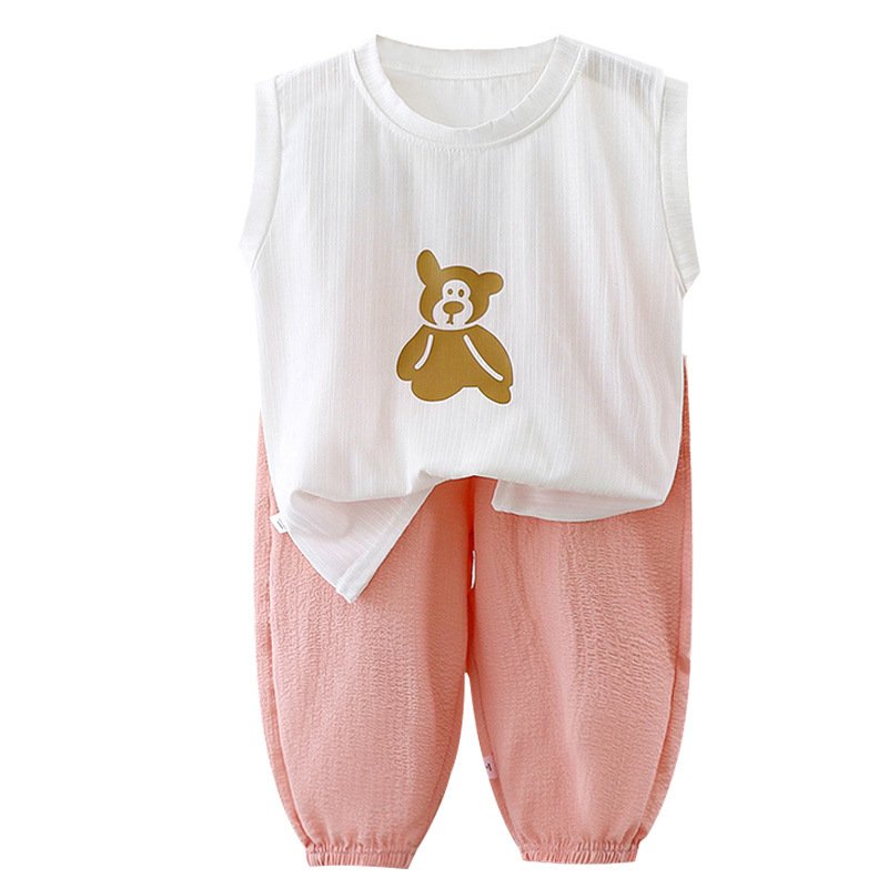 Children's summer thin fashion home breathable home clothes set