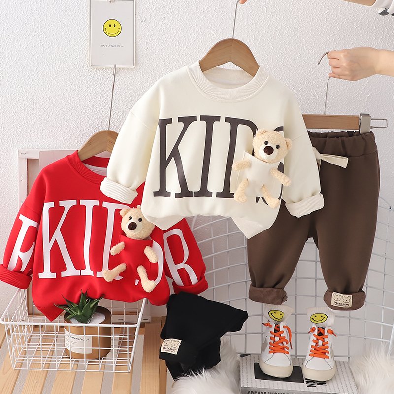 New Trendy 2pcs Casual Boys Pants Clothing Sets for Spring Autumn Short Sleeve Children Sports Outfits