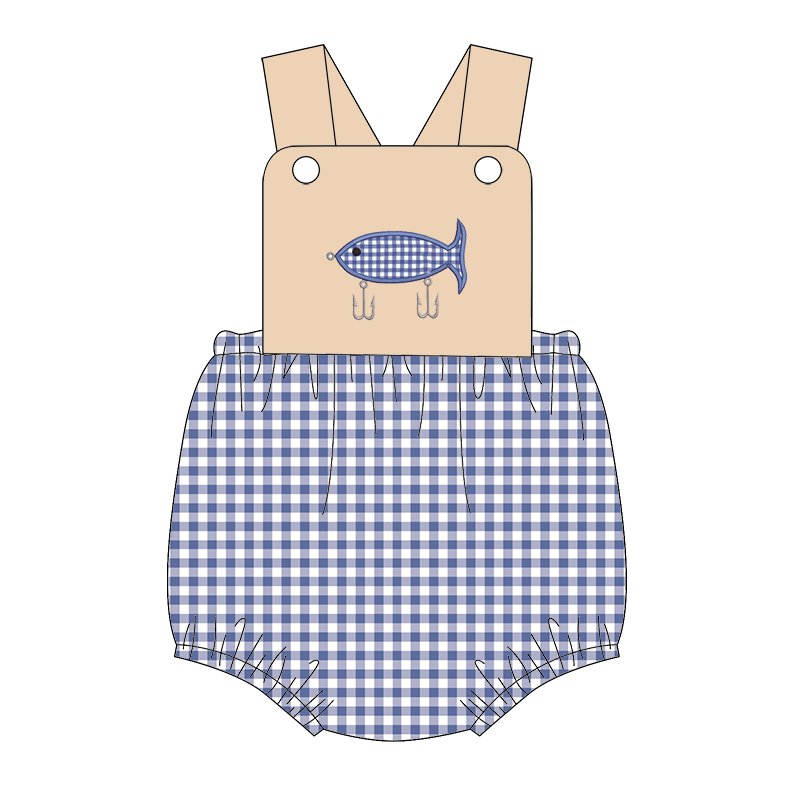 Boyis hot sell children boutique outfits fishhook applique boys clothing sets casual style